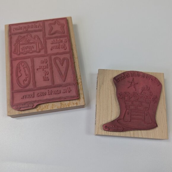 Heidi Satterberg Stamps Happen Inc Christmas Stamp Lot of 2 Rubber Stamps - Picture 4 of 8